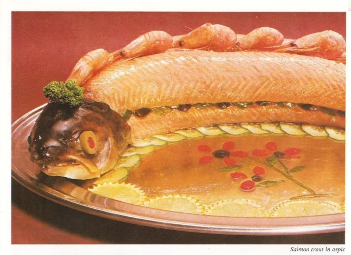 fish aspic - Salmon trout in aspic